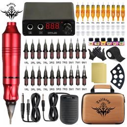 Tattoo Machine Kit Rotary Gun With Cartridge Needle Paint Ink Permanent Makeup For Body Art 221014