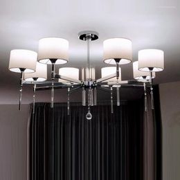 Chandeliers LED Gold Or Chrome Crystal Modern Simple Chandelier Lighting For Bedroom Living Dinning Room With Lampshades Lamp Fixtures