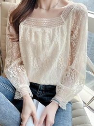 Women's Blouses Blusas Long Sleeve Sexy Transparent Fashion Woman Luxury Pretty Beautiful Women's Elegant Shirts Top Female 2022