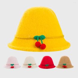 Hats Children Wool Fleece Hat Baby Autumn Winter Warm Knitted Bucket Girl Korean Version Princess Fisherman 1-4Y 2022