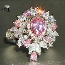 Wedding Rings YaYI Jewellery Princess Cut 14 CT Pin Zircon Silver Colour Engagement Heart Girls Party Ring Gifts 928