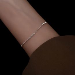 Pendant Necklaces New 925 Sterling Sier Square Bracelet Simple Style Shiny Gifts For Women Exquisite Fashion Jewelry Drop Delivery 20 Smta1