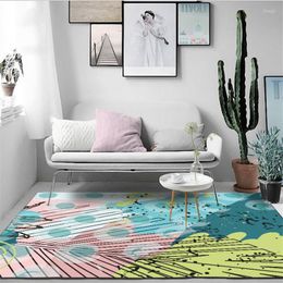 Carpets European Cartoon Light Green Yellow Pink Leaf Pattern Carpet For Living Room Rugs Children Rooms Floor Mat