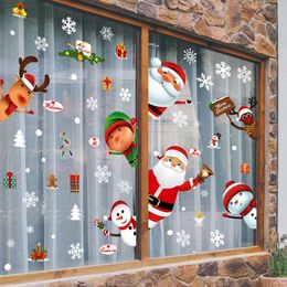 Banners jul dvärgdekorationer Santa Claus söta hjortar snömän små gåvor fönsterdekaler kan tas bort från klistermärken