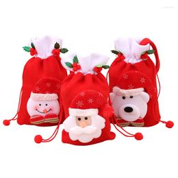 Christmas Decorations 1pcs Drawstring Bags 3D Xmas Gift Wrapping Goodie Pouch Sack Stockings For