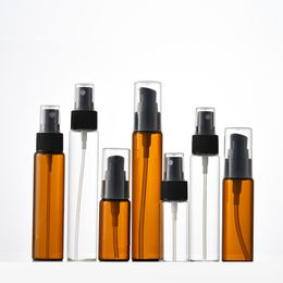 Empty Clear Glass Sample Bottle Plastic Black Spray Lotion Pump Portable Brown Cosmetic BB Cream Essence Emulsion Refillable Vials 20ml 30ml 40ml 50ml