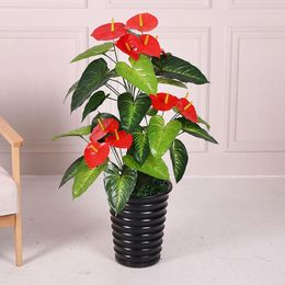 Decorative Flowers 100cm Garden Decoration Bonsai Green Plants Tree Plastic Fake Flower Simulation Anthurium Artificial Potted Wedding