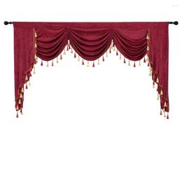 Curtain Burgundy Chenille Waterfall Valances Curtains For Window Living Room Bedroom Swags Pelmet Victorian Laundry Farmhouse Decor