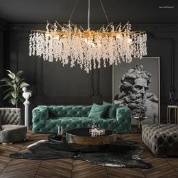 Pendant Lamps Luxury Ceiling Chandelier Lighting Fixture For Dining Room Living Tree Branch Suspension Bedroom Crystal