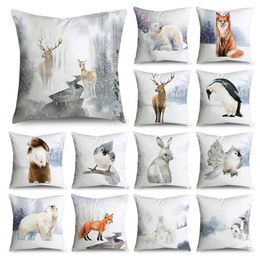 Pillow Cute Cartoon Animal Print Pillowcase Polyester Fibre Soft Car Sofa Home Decoration Cover 18 X Inch 45 Cm