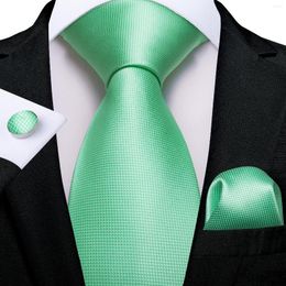 Bow Ties Fashion Men's 8cm Solid Colour Green Necktie Classic Business Wedding Party Tie Pocket Square Cufflinks Cravat Gift DiBanGu