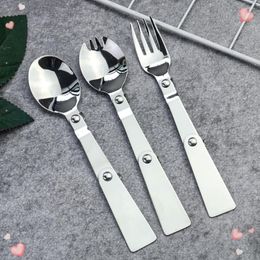 Dinnerware Sets Multifunction Folded Fork Spoon Knife Stainless Steel Salad Outdoor Camping Picnic Travel Portable Backpacking