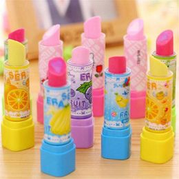 random Creative Lipstick Erasers with Hearts Novelty Pencil Erasersfor Kids Gift Students 