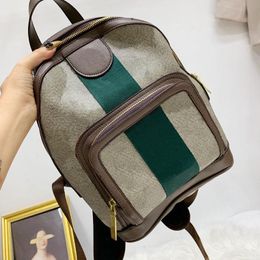 Luxury Designer Casual Backpack Style Fashionable Two-color Decorative Strip Metal Zipper Travel Bag Color-block Letter Double Shoulder