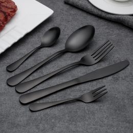 Dinnerware Sets 30/24 PCS Black Shiny Stainless Steel Cutlery Western Style Steak Knife Fork Dessert Fruit Dining Tableware