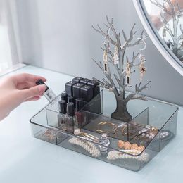 Storage Boxes Cartoon Branch Jewelry Box Organizer Desktop Lipstick Plastic Container Bathroom Makeup