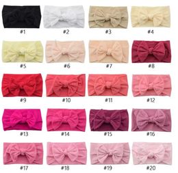 INS 38 colors Baby Kids Headbands Bohemian Children Hairband Bow Knotted Hair Wraps Nylon Solid Color Elastic Headdress needle