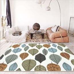 Carpets Nordic Cartoon Green Yellow Leaf Plant Carpet Rugs And For Home Living Room Children Rooms Non-slip