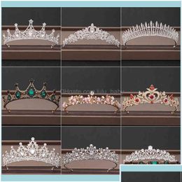 Headbands Headbands Jewelrycrown Jewelry Bridal Headpiece Woman Baroque Rhinestones Crystal Tiaras Bride Party Crowns Wedding Hair A Otdwq