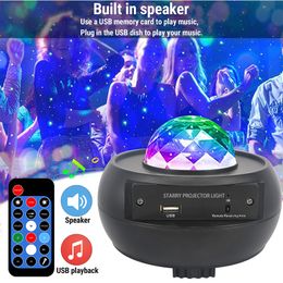 LED Effects Sky Laser Lamp Star Projector Ocean Wave Night Light with Bluetooth Speaker for Home Kids Adults Room Decoration