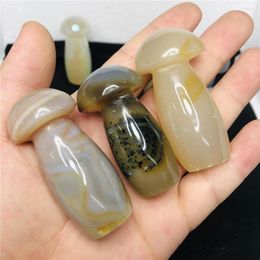 Decorative Figurines Natural Stone MadagascarAgate Carving Crafts Full Of Aura Energy Lovely Mushroom Female Gift Home Decoration Witch Rune