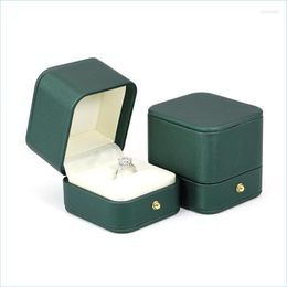 Jewelry Pouches Bags Jewelry Pouches Bags Engagement Ring Box Double Slot Boxes Leather Veet Portable Bearer Holder For Proposal Wed Dhbq2