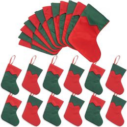 Christmas 7 inches Red Green Fairy Stockings Gift Holders Bulk Treats for Neighbors Coworkers Kids Small Rustic Red Fireplace Xmas Tree Decorations