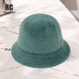 Beanie/Skull Caps New Winter Solid Colour Print Plush Bucket Hats for Women Tourism Outdoor Warm Hat Soft Velvet Fisherman Cap Lady Fashion Panama T221013