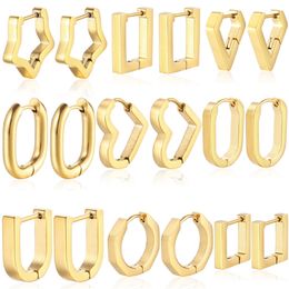 Cute Heart Star Hoop Earring Multistyle Titanium Steel Geometric Earrings Gold Silver Fashion Jewellery