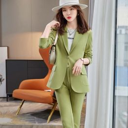 Women's Two Piece Pants Women's High Quality Fabric Formal Uniform Designs Pantsuits Women Business Work Wear Ladies Office Autumn