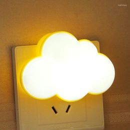 Night Lights WoodPow Light Sensor Control Cloud Shape EU US Plug Novelty Children's Lamp For Baby Room Gift Illuminator