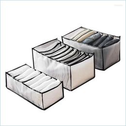 Jewelry Pouches Bags Jewelry Pouches Bags 3Pcs Wardrobe Clothes Organizer Foldable Visible Grid Storage Box With Mtiple Layers For T Dhfpb