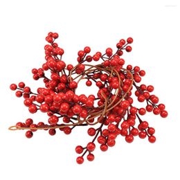 Decorative Flowers 1 Set LED Xmas Simulated Red Berry Rattan Home Decors Copper Wire String Lights