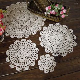 Table Mats Lace Round Cotton Place Mat Dining Pad Cloth Crochet Placemat Cup Mug Tablecloth Tea Handmade Doily Kitchen Tool