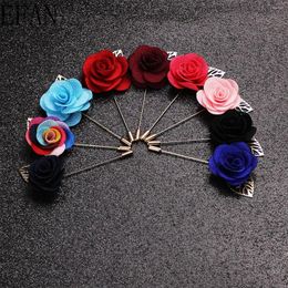 Brooches Fashion Boutonniere Flower Solid Colour Stick Lapel Tie Pin Brooch Wave Badge Cloth Breastpin