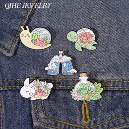 Turtle Flower Enamel Pin Frog Brooch Body Organs Lung Plant Dolphin Rabbit Animals Lapel Backpack Women Badge Jewelry Gift