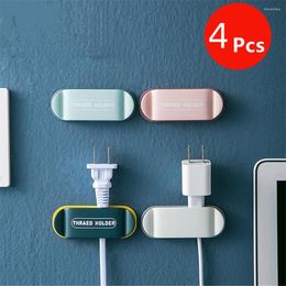 Hooks 4Pcs Plug Wire Holder Shelf Adhesive Hook For Kitchen Storage Punch Free Regulator Wall Home Cable Retainer Clip