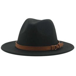 Beanie/Skull Caps fedora hats for women men wide brim solid women hats band belt classic formal dress khaki black winter hats sombreros de mujer T221013