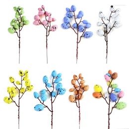 Decorative Flowers 77JB Easter Egg Artificial Tree Branch Colorful Foam Bird Eggs Decoration DIY Craft