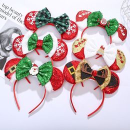 XMAS Headbands Hair Jewellery Christmas Hairbands For Girls Cute mouse Ear Kids Antler Bands Plastic Hoop Accessories