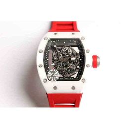 Luxury Mens Mechanics Watch Rm Wristwatch Net Red Same Mens Rm055 Mill Fashion Full-automatic Mechanical Movement White Ceramic Tape