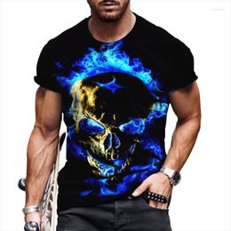 Men's T Shirts Fashion Summer T-Shirt Men 2022 3D Skull Printing Breathable Streetwear Splicing Shirt Size XXS-6XL