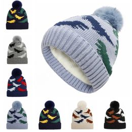 Fashion Crochet Dinosaur Pattern Children's Hats Newborn Plush Warm Knitting Wool Caps Infant Headwear Photography Props