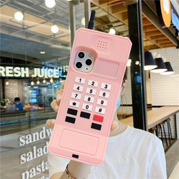 Ins South Korea 3D cases Vintage Phone Crossbody Neckline Silicon Case for iPhone 14 Pro Max 11 12 13 Xs Xr 7 8Plus X Se cover