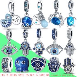 925 Silver Fit Pandora Charm 925 Bracelet Ocean Series Love Pendant charms set Pendant DIY Fine Beads Jewellery 05131