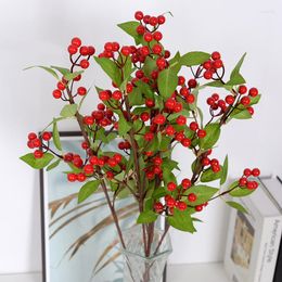 Decorative Flowers 78cm Artificial Plant Berry Small Cherry Branch Fruit Flower Arrangement Home Wedding Decoration Fake DIY