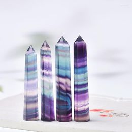 Decorative Figurines Natural Crystal Quartz Coloured Fluorite Obelisk Wand Rock Mineral Point Reiki Energy Stone Home Decor Souvenir Collect