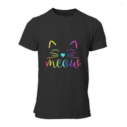 Camisetas masculinas gato miaw rosto fofo fantasia engraçada para lov camiseta algodão preto kawaii cosplay tshirts 7097