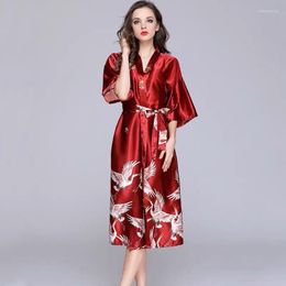 Women's Sleepwear Summer Red Grey Bride Wedding Robe Satin Luxury Women Nightgown Sexy Nightdress Lady Kimono Bathrobe Gown Negligee