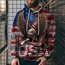 Men's Hoodies Retro US Flag 3D Print Hoodie National Of Amercia Sweatshirt Long Sleeve Pullover Autumn Spring Men Clothing 4XL